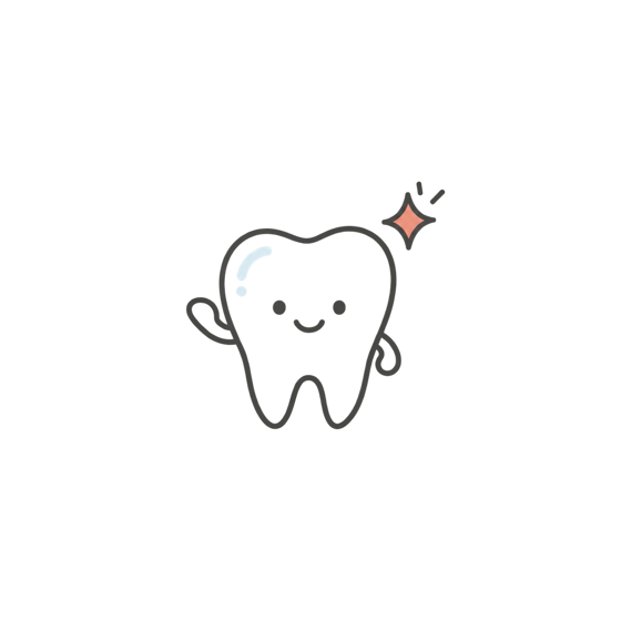 笑顔の歯の線画イラスト
