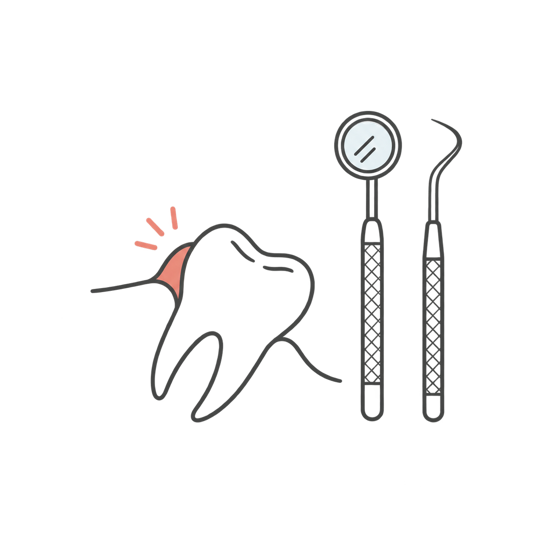 親知らずと器具の線画イラスト
